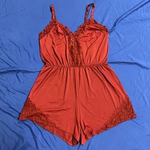 Nightgown romper with lace detail